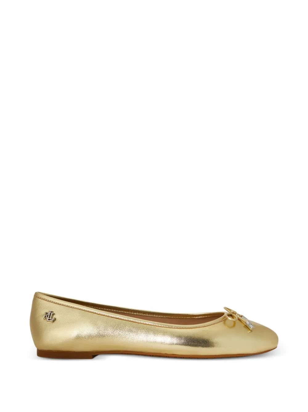 Lauren Ralph Lauren Jayna bow-detail ballet flats - Gold | Farfetch Global