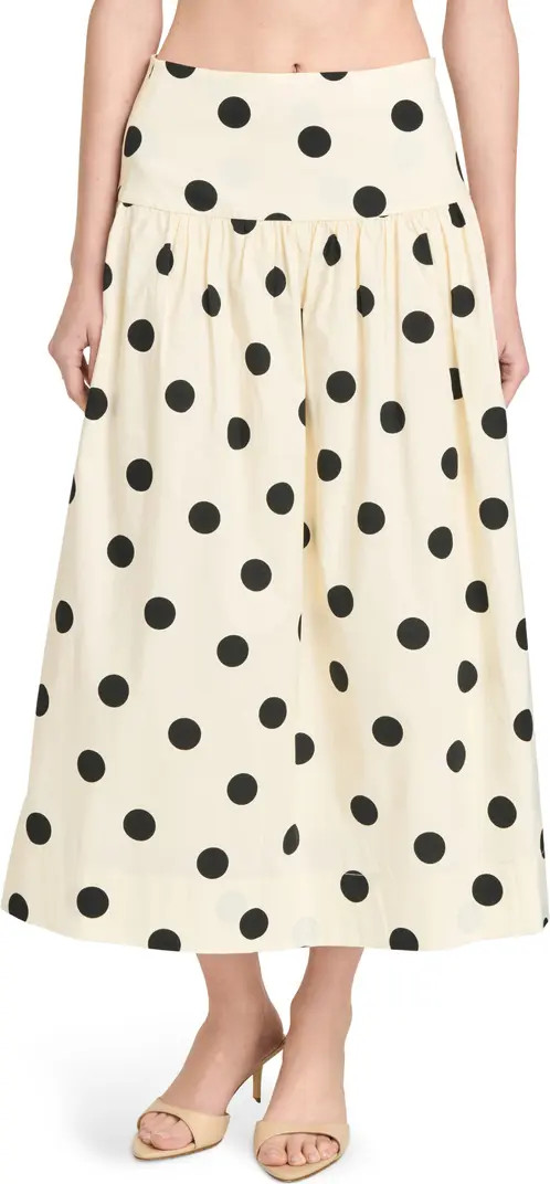Mia Polka Dot Stretch Cotton Midi Skirt | Nordstrom