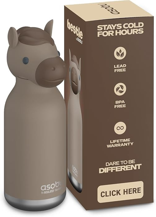 asobu Bestie Bottle Insulated Stainless Steel Water Bottle with Detachable Soft Animal Head Fun D... | Amazon (US)