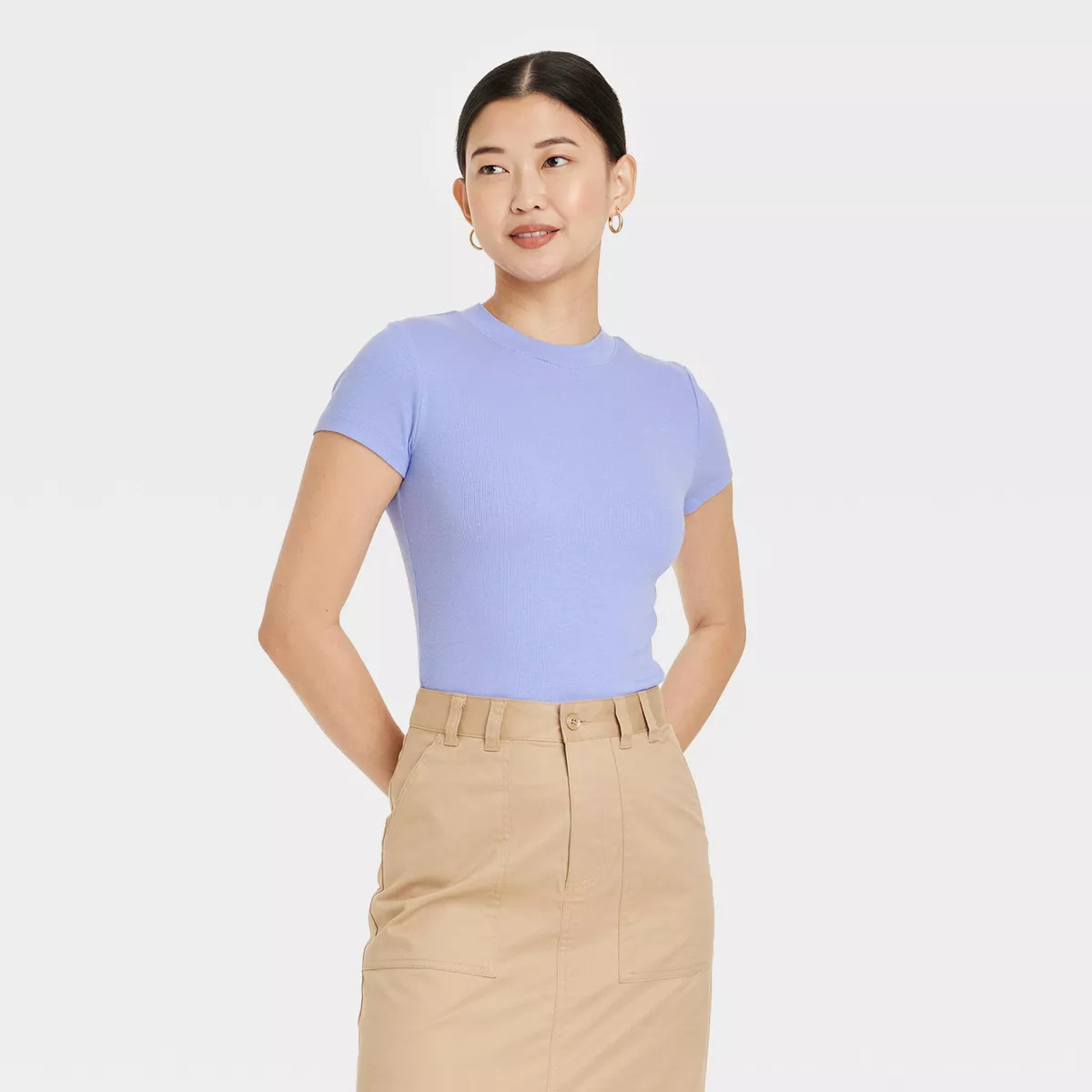 Women's Slim Fit Short Sleeve Ribbed T-Shirt - A New Day™ | Target