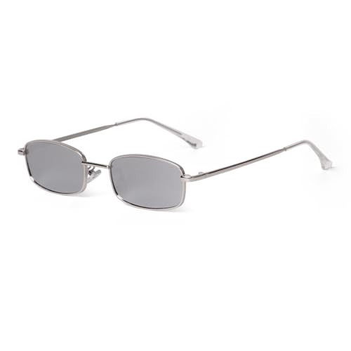 ADE WU Rectangle Sunglasses for Women Men Small y2k sun glasses,Silver | Amazon (US)