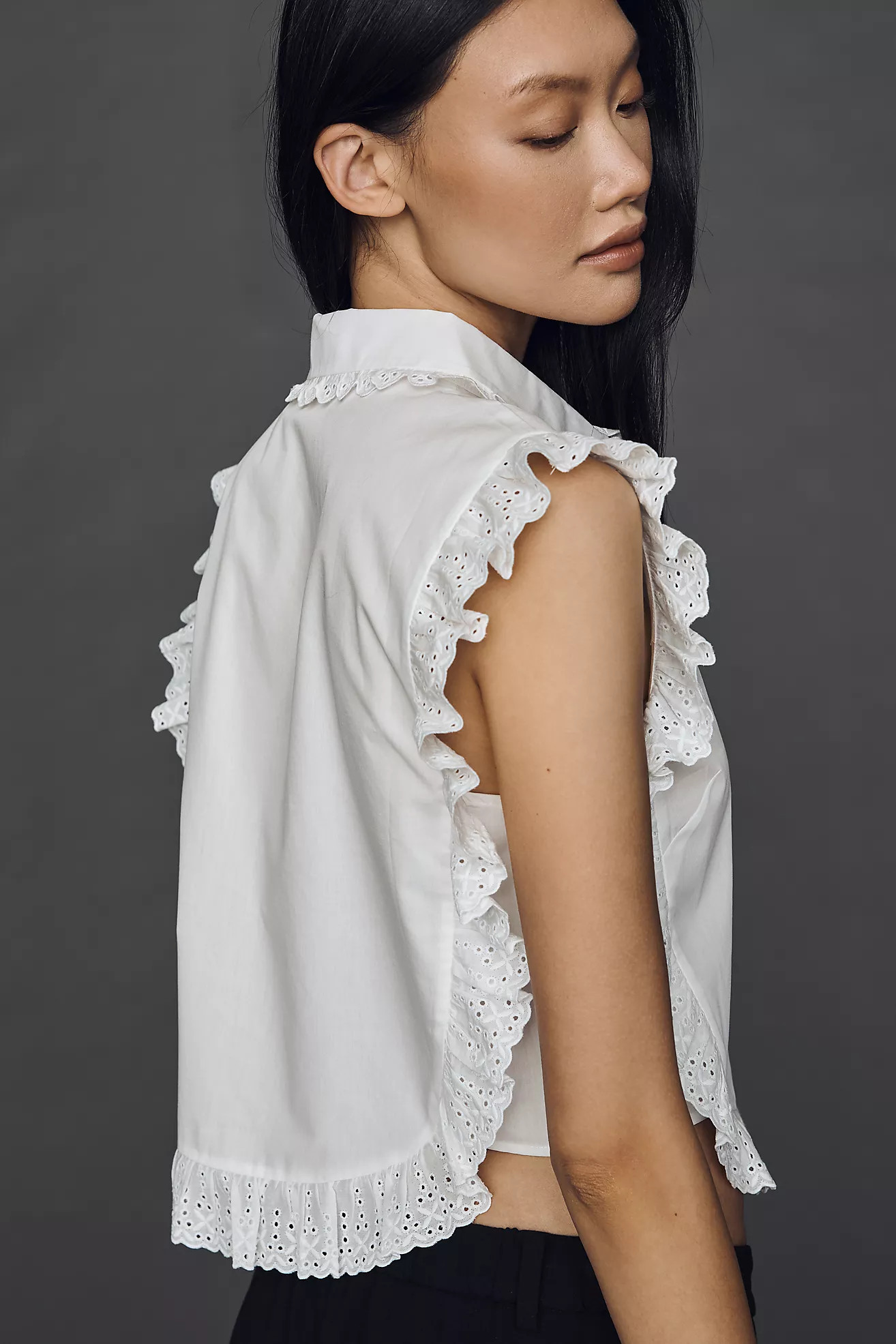 Maeve Cotton Ruffle Lace Top | Anthropologie (US)