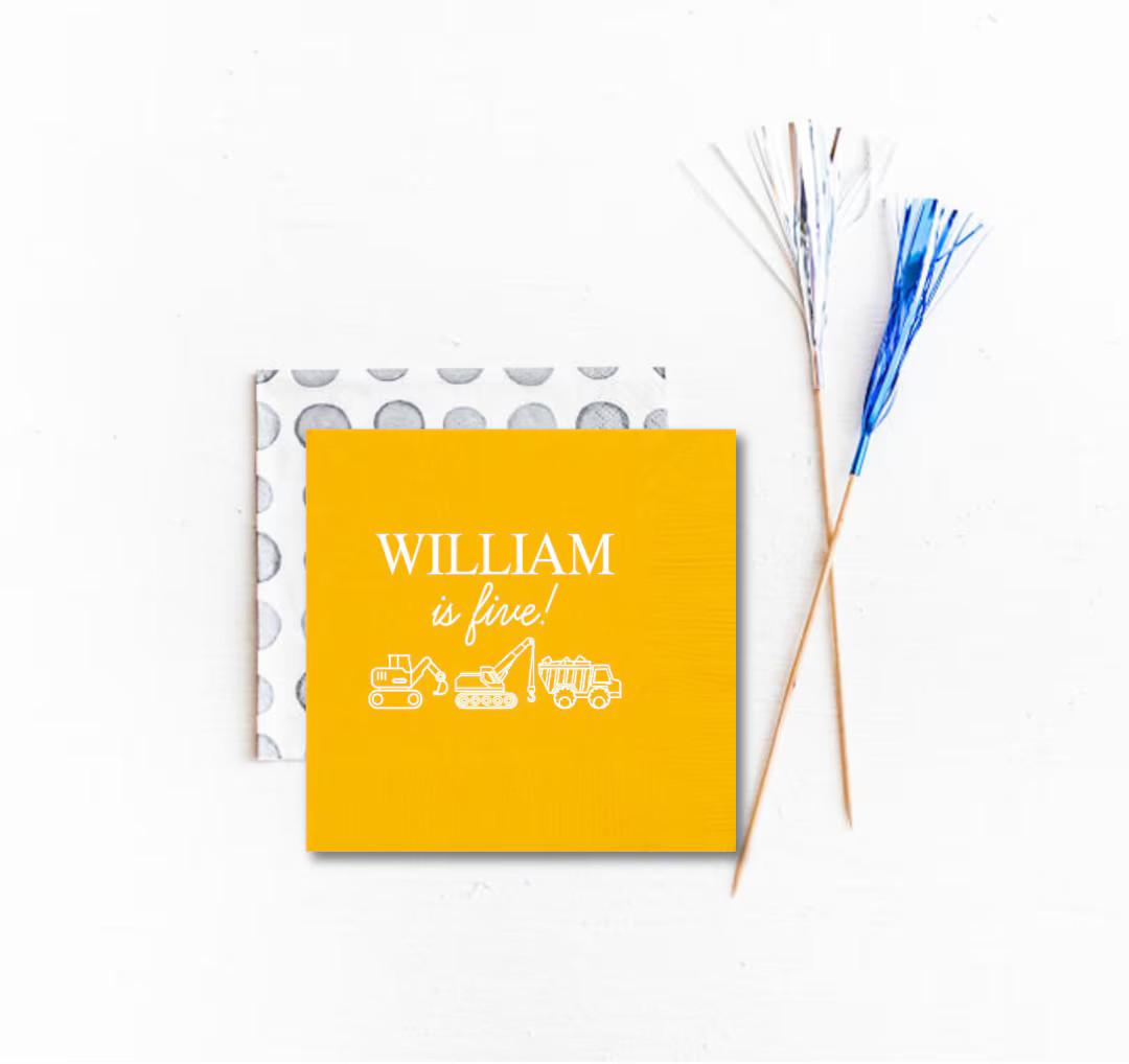 Construction birthday party decor, Construction party favors, Constructions birthday napkins, Kid... | Etsy (US)