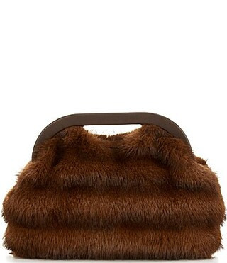 Antonio Melani Faux Fur Violet Clutch Handle Bag - Brown | Dillard's