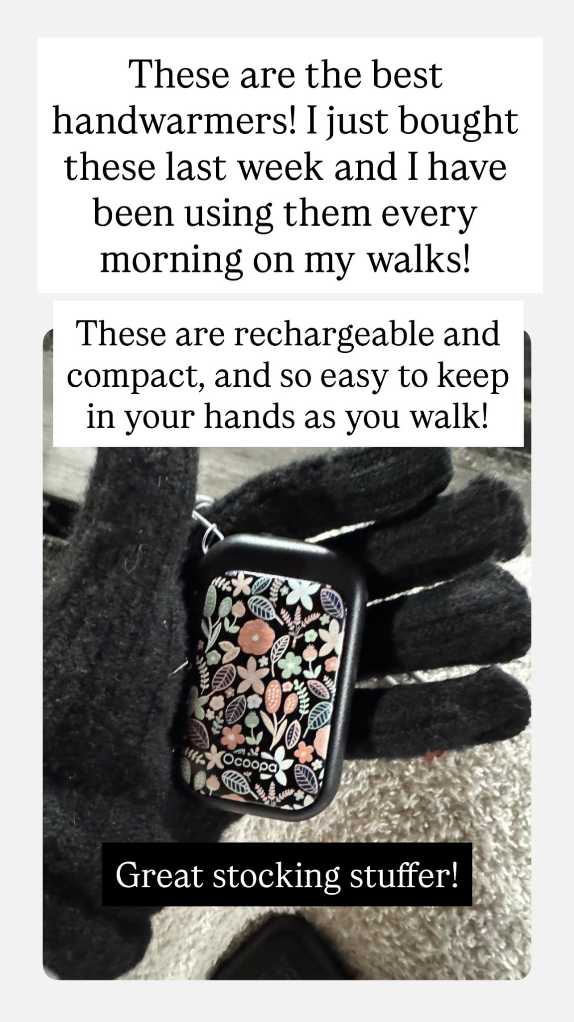 Rechargeable hand warmers are the best.

#LTKHoliday #LTKGiftGuide