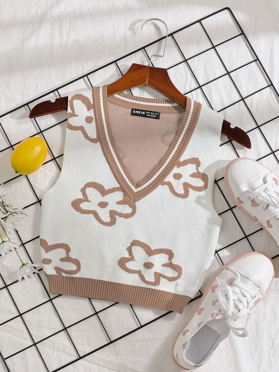 Floral Pattern Sweater Vest | SHEIN
