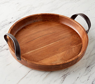 Mason Craft & More 19 Round Acacia Wood Serving Tray | QVC