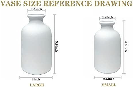 Ceramic White Small Vase, Dry Flower Vases Minimalism Style for Modern Table Shelf Home Decor, Fi... | Amazon (US)