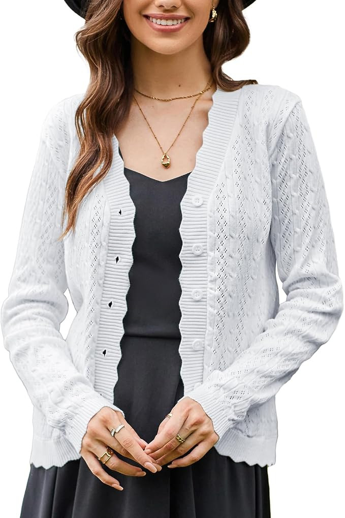 KANCY KOLE Cardigan Sweaters for Women Lightweight Crochet Button Down Cardigan Spring Summer Bus... | Amazon (US)