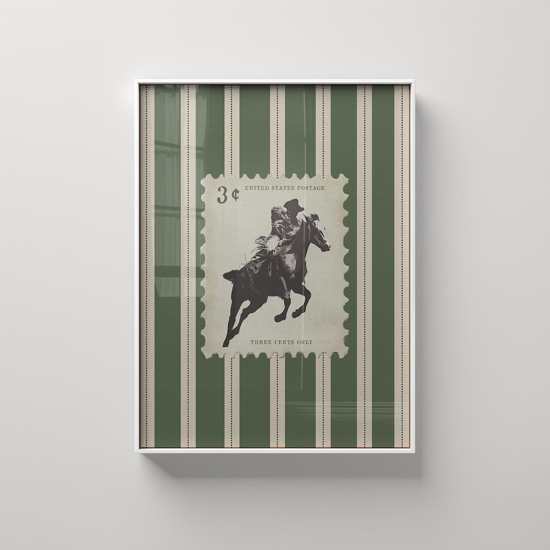 Vintage Striped Rodeo Print Western Bedroom Poster Cowboy Wall Art Rustic Mid West Mid Century Mo... | Etsy (US)