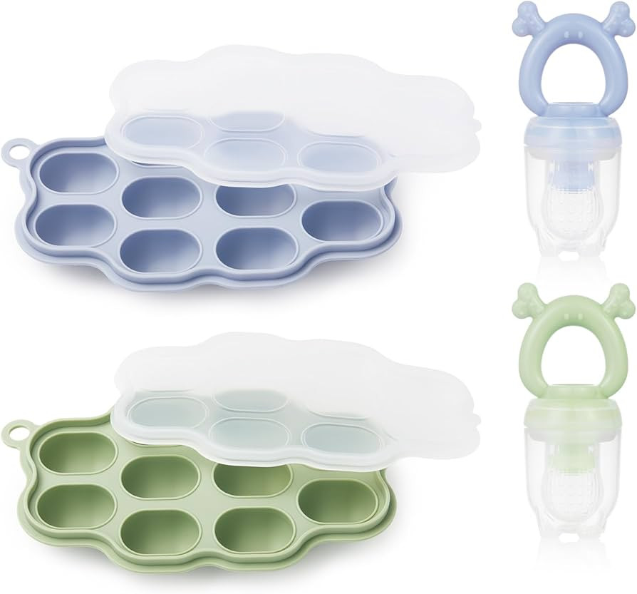 Baby Breastmilk Popsicle Molds & Baby Fruit Feeder (2 Pack), KingKam Baby Food Freezer Tray Stora... | Amazon (US)