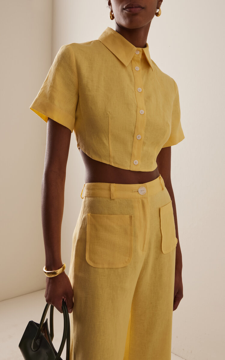 Cropped Linen Open-Back Shirt | Moda Operandi (Global)