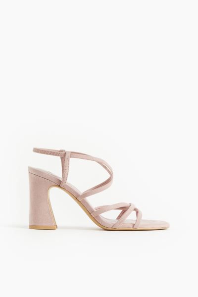 Strappy heeled sandals - Powder pink - Ladies | H&M GB | H&M (UK, MY, IN, SG, PH, TW, HK)