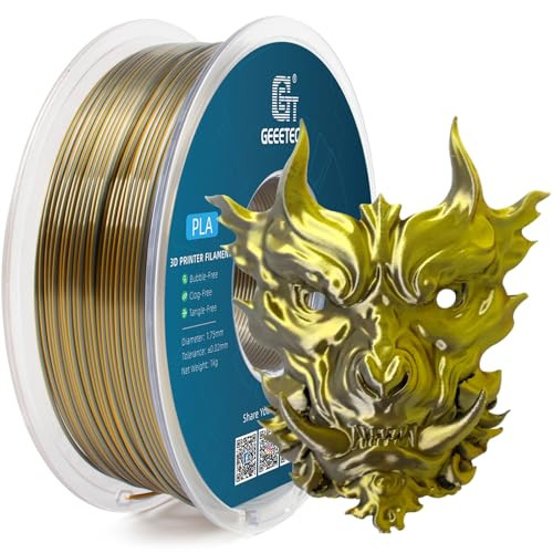 Geeetech Silk PLA Filament 1.75mm Silk Dual Color Filament,Coextrusion Dichromatic Metal-Like Shiny Consumable 1kg (2.2lbs) 1 Spool,Dimensional Accuracy +/- 0.03 mm, Gold Silver | Amazon (US)