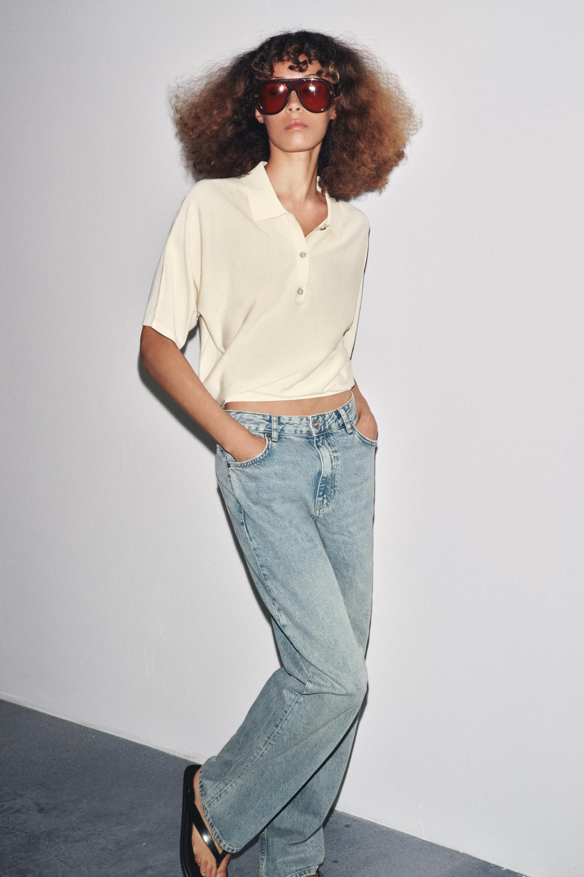 SHORT SLEEVE KNIT POLO SWEATER | Zara US