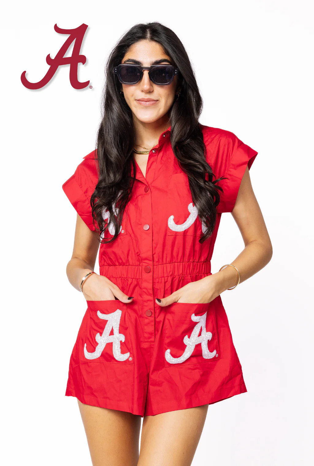 Licensed Sample - Alabama Mascot Pocket Romper | Queen of Sparkles