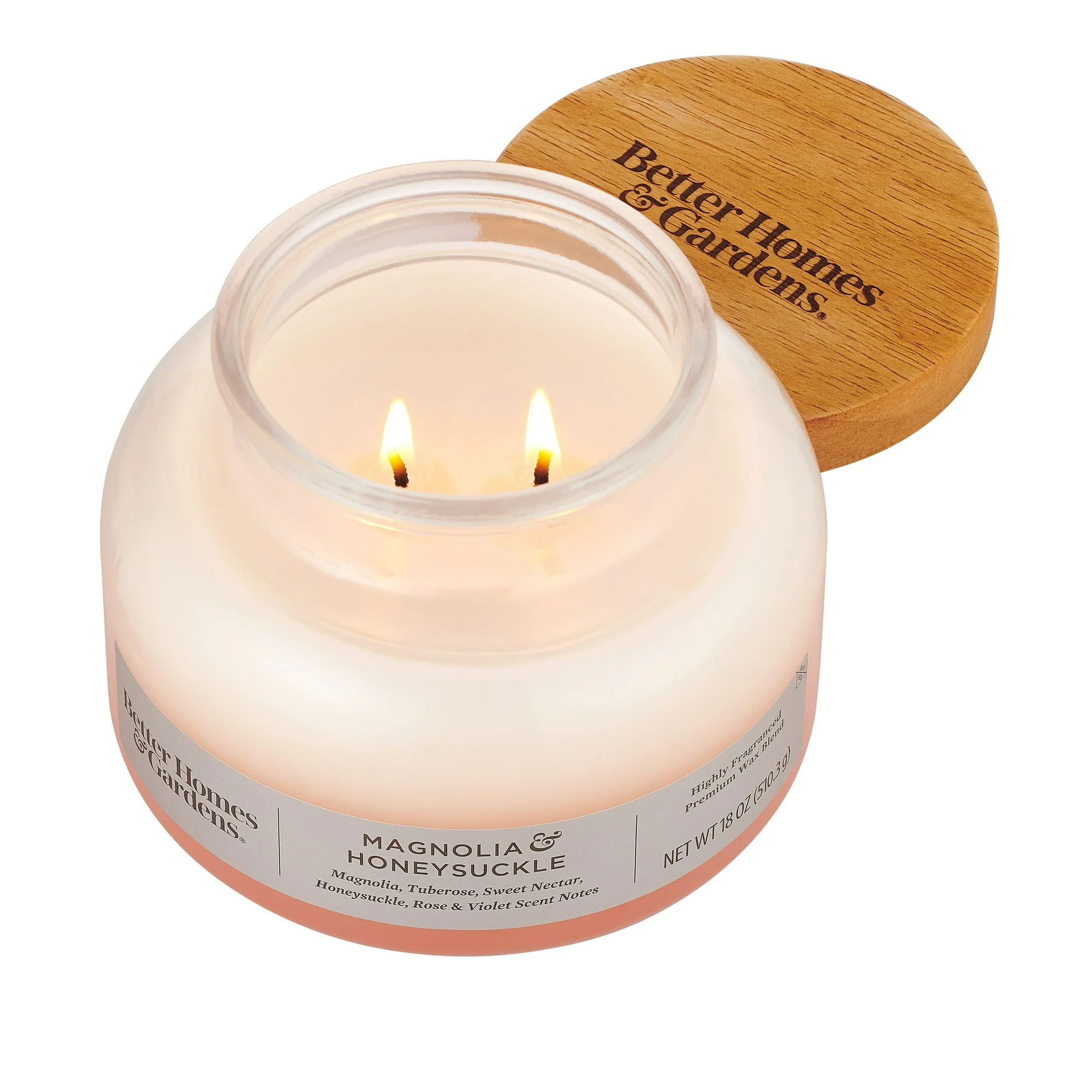 Better Homes & Gardens Magnolia & Honeysuckle Scented 2-Wick 18oz Ombre Bell Jar Candle | Walmart (US)