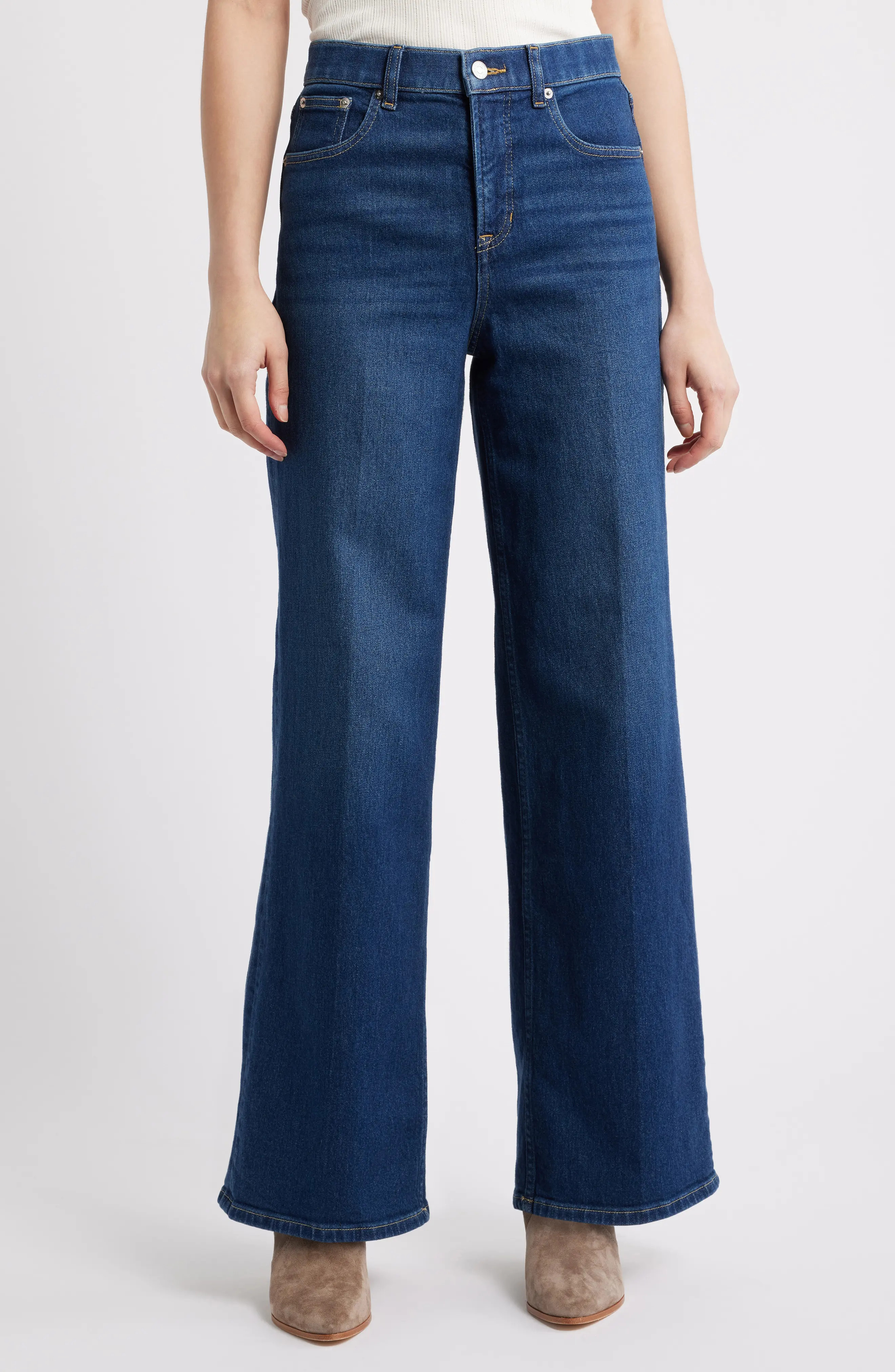 SPANXshape\u2122 Authentic 360 High Waist Wide Leg Jeans (Women) | Nordstrom | Nordstrom
