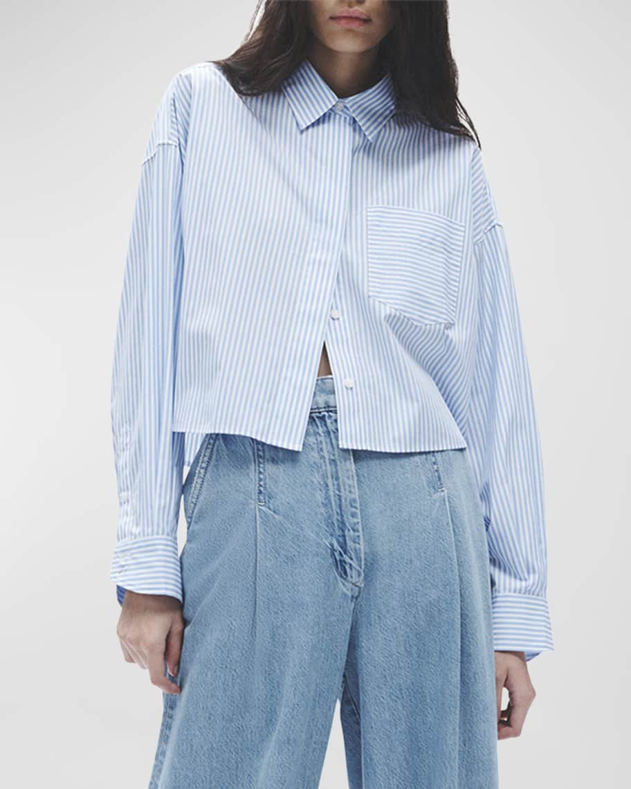 Rag & Bone Beatrice Cropped Stripe Shirt | Neiman Marcus