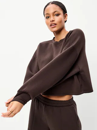 Bounce Fleece Crew-Neck Cropped Sweatshirt | Old Navy (US)