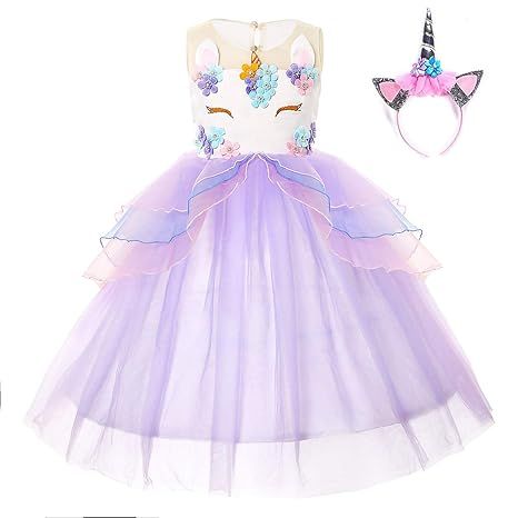 Girls Unicorn Dress Birthday Party Princess Dresses for Little Girls Unicorn Tutu Costume Outfits... | Amazon (US)