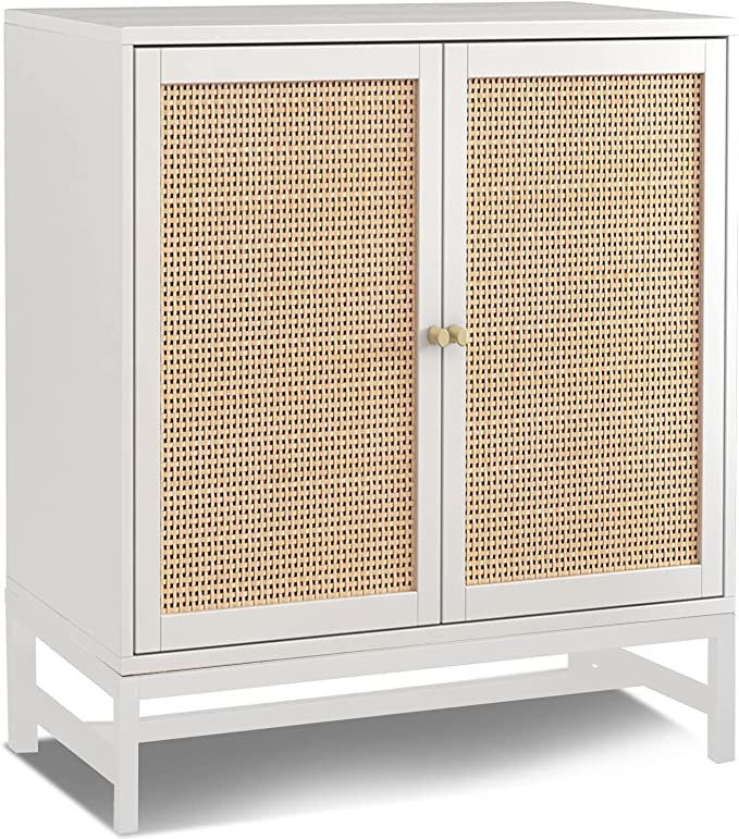 Sideboard Buffet Cabinet - Kitchen Storage Cabinet with Rattan Decorated Doors, Accent Cabinet Ra... | Amazon (US)