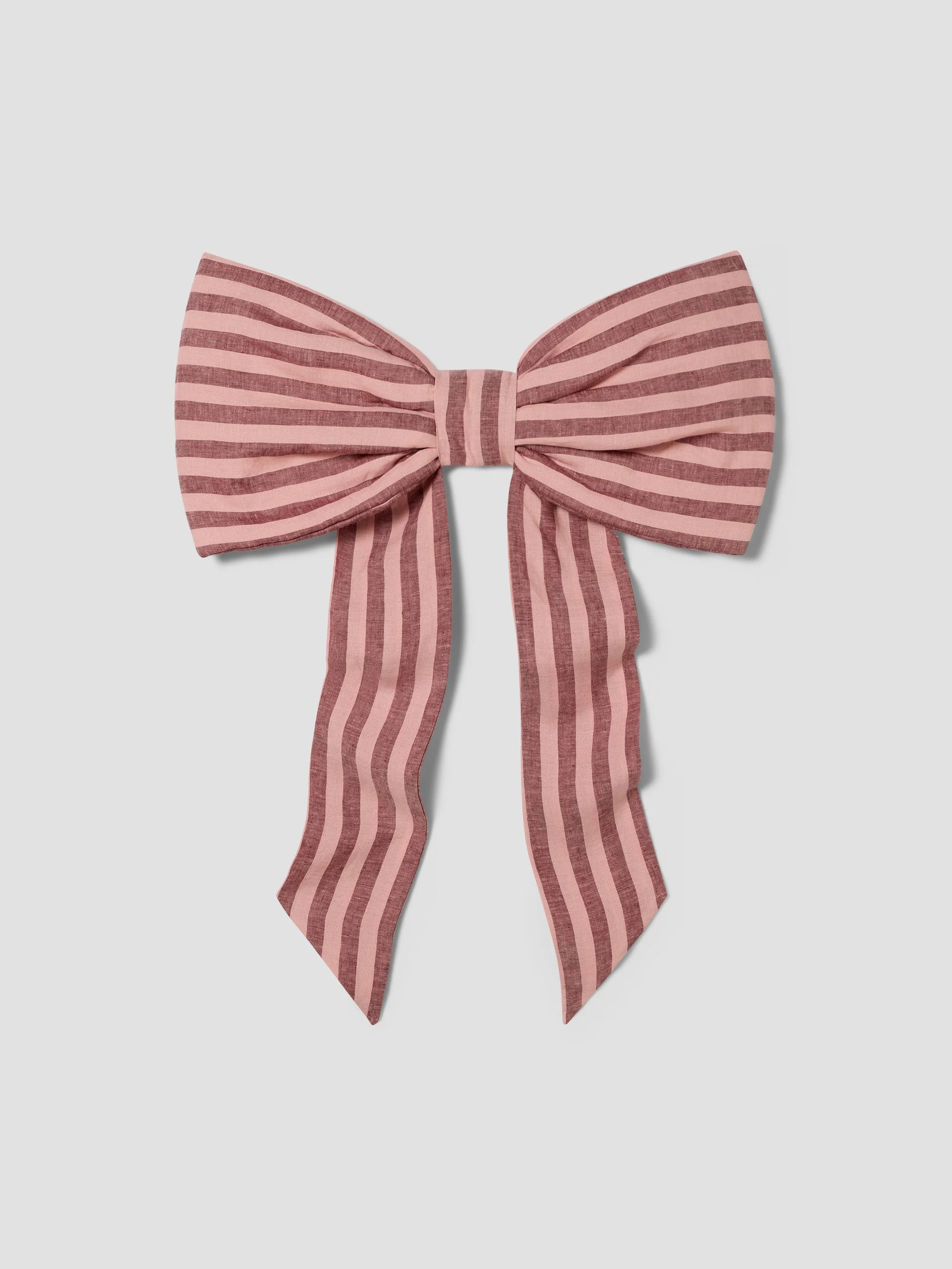 Rhubarb & Rose Pembroke Stripe Linen Blend Bow | Piglet