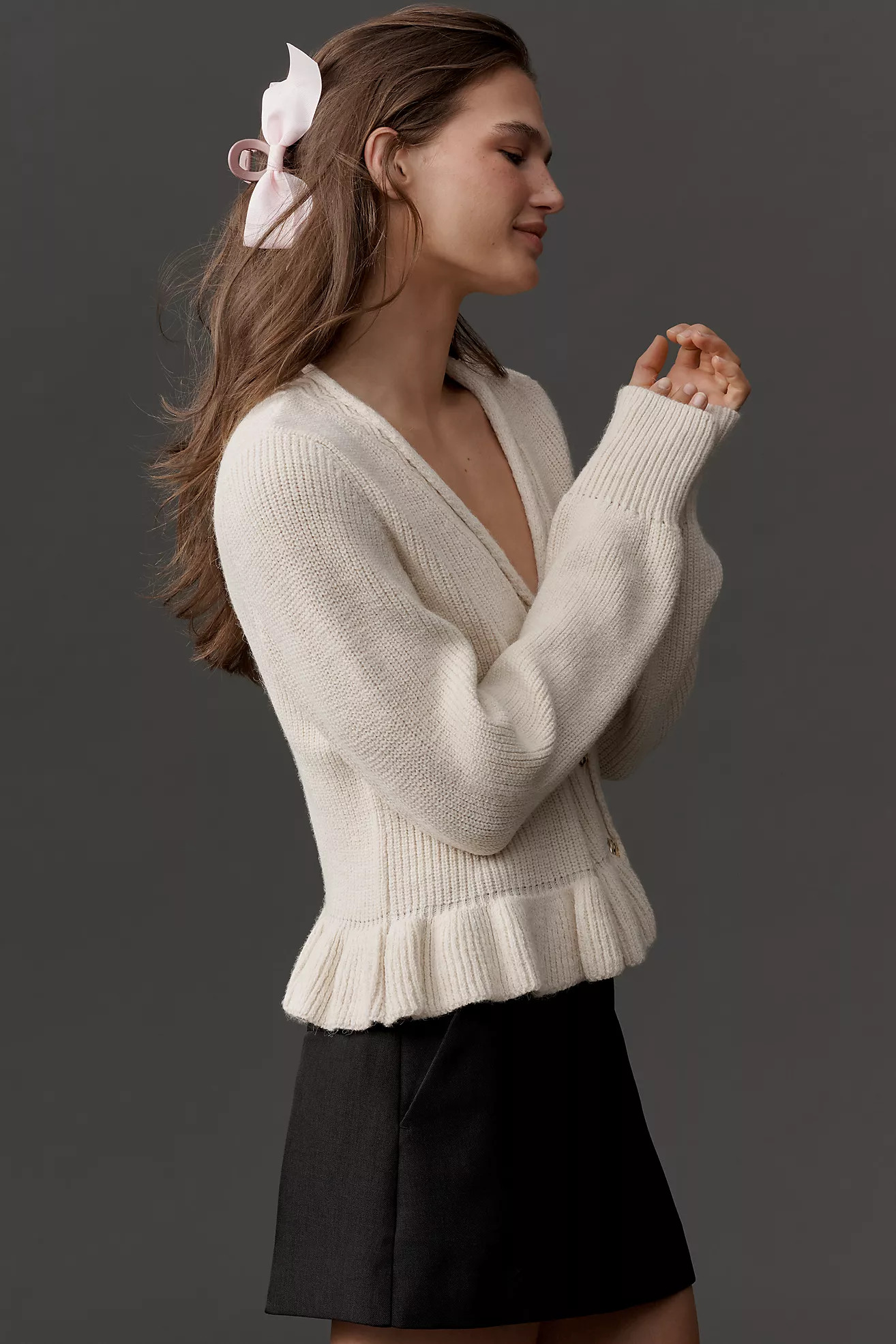 Maeve Ruffled Hem Cardigan Sweater | Anthropologie (US)
