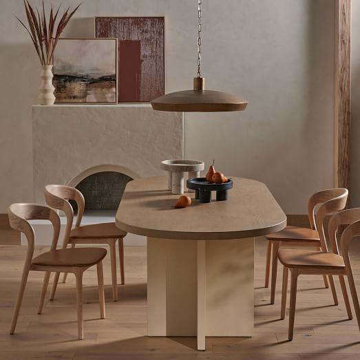 Scooped Ash Wood Leather Dining Chair | West Elm (US)