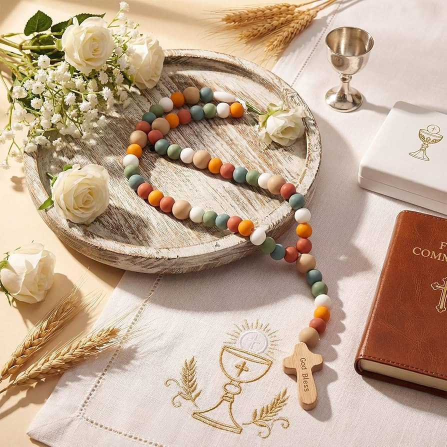 Misdary Baby Rosary Baptism Gift Silicone God Bless Kids First Rosary with Cross 1st Year Baptism... | Amazon (US)