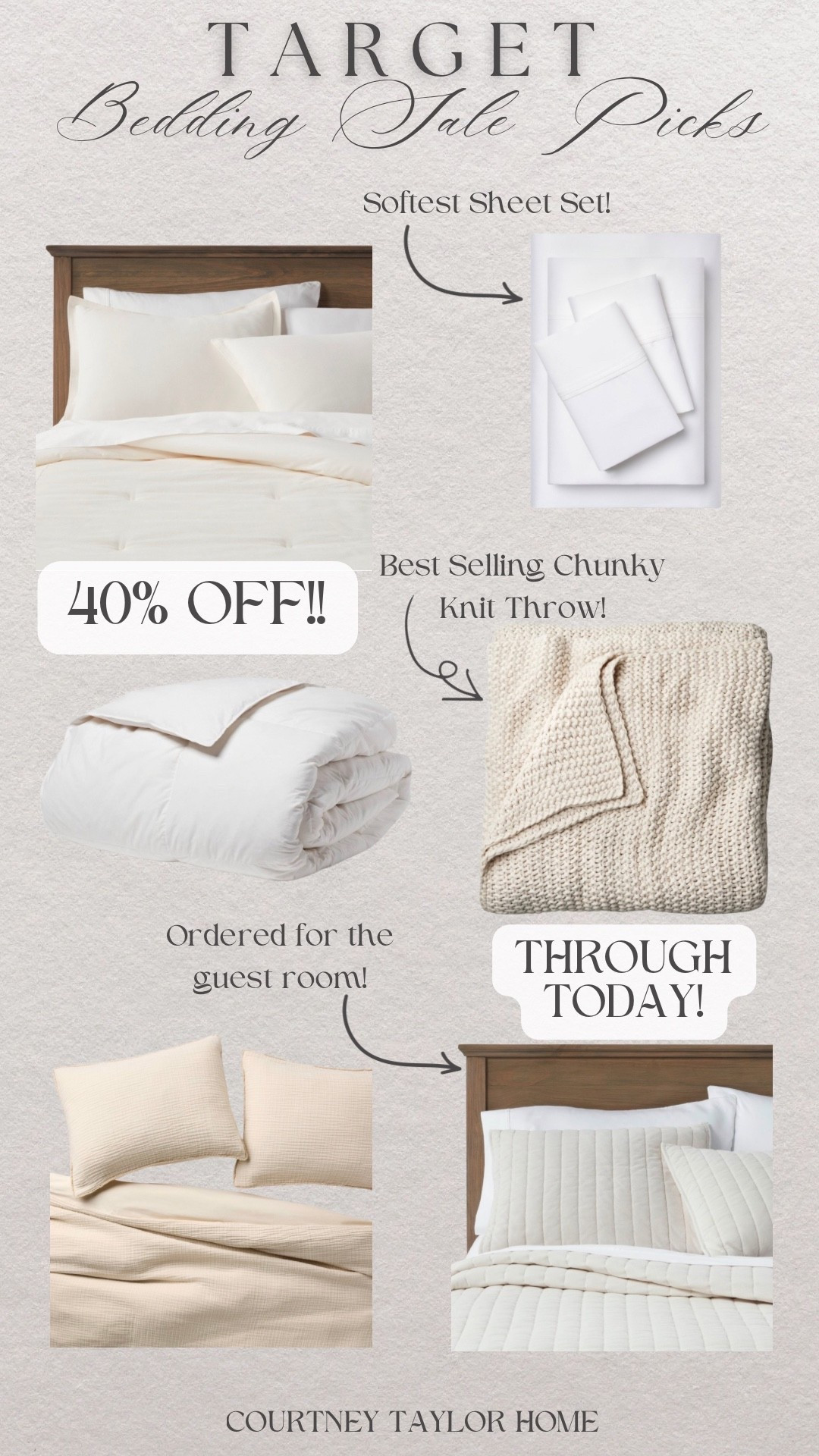 Bedding is 40% off at Target through today only! Shop some of my top picks and things I have in my cart! Everything from the best selling chunky knit throw, to the softest sheet set, to this gorgeous channel stitch quilt I just ordered 😍 you don’t want to miss out! 

#LTKHome