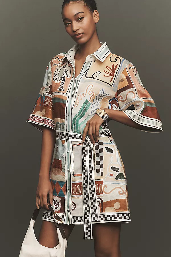 ALÉMAIS Michelle Linen Mini Shirt Dress | Anthropologie (US)