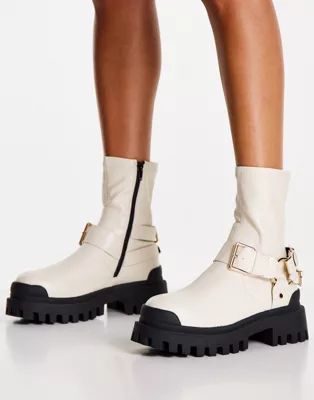ASOS DESIGN Almighty harness boots in off white | ASOS (Global)