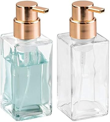 mDesign Modern Square Glass Refillable Foaming Hand Soap Dispenser Pump Bottle for Bathroom Vanit... | Amazon (US)
