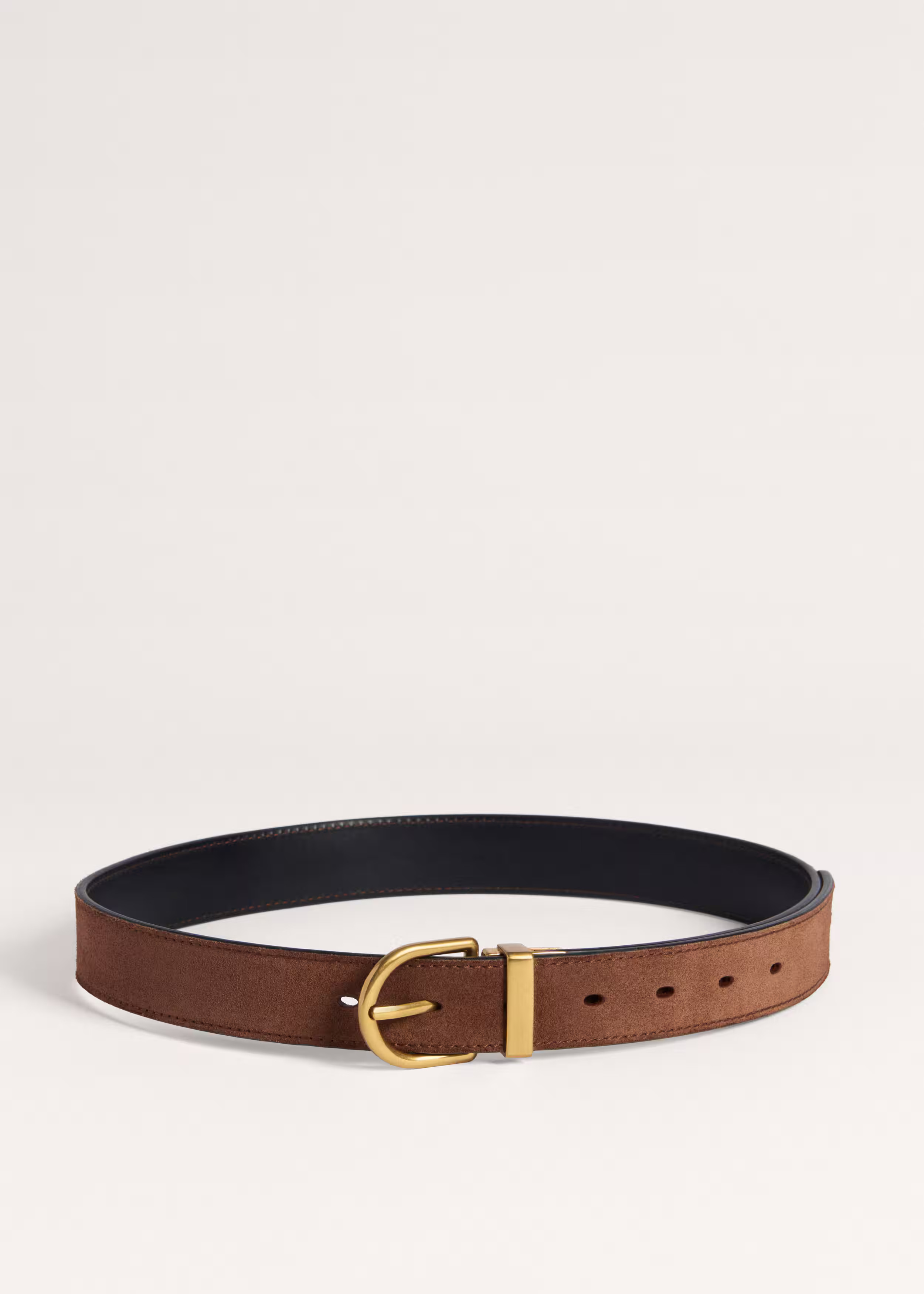 Round Buckle Reversible Belt Italian Full-Grain Vachetta Leather + Suede | ME+EM Global (Excluding US)