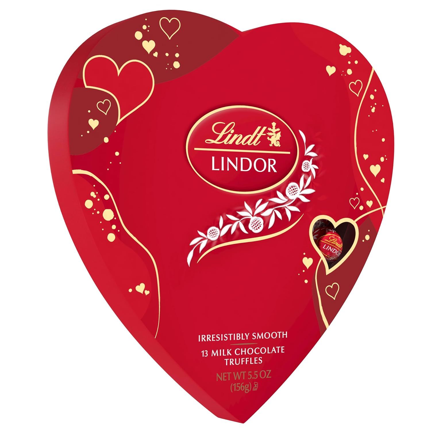 Lindt LINDOR Valentine's Milk Chocolate Candy Truffles Heart, Milk Chocolate with Milk Truffle Fi... | Amazon (US)
