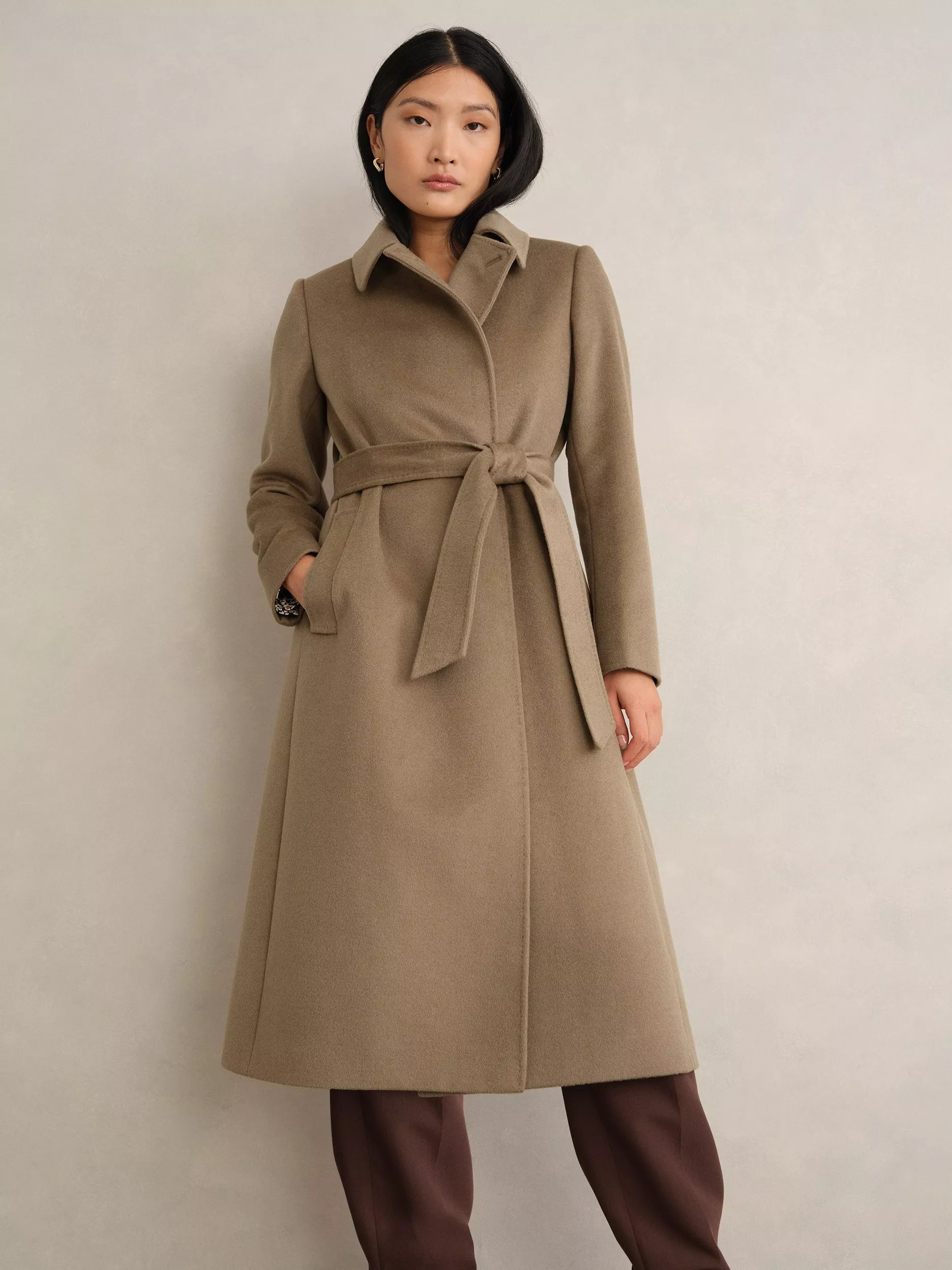 Hobbs Livia Pure Wool Coat, Neutral | John Lewis (UK)