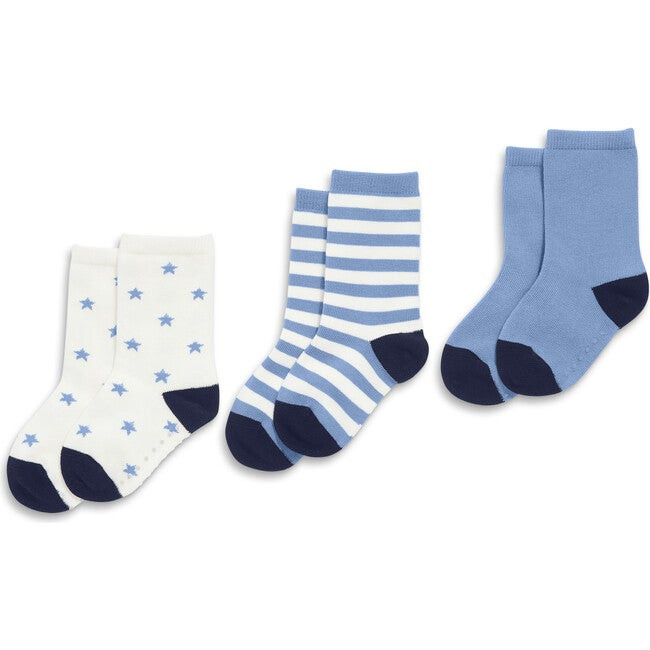 Crew Sock 3-Pack, Vintage Blue Mix | Maisonette