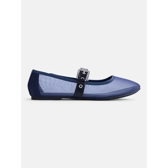 No Boundaries Women\u2019s Mesh Mary Jane Flats | Walmart (US)
