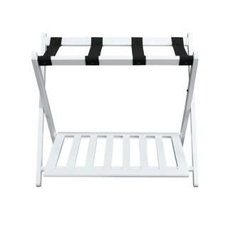 Casual Home 26.75 in. W x 16 in. D White New Solid Wood Luggage Rack with Shelf N102-21 - The Hom... | The Home Depot