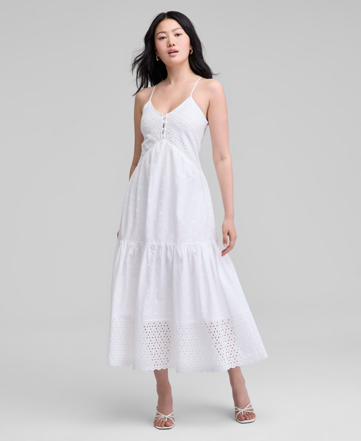 And Now This Petite Cotton Eyelet Tiered Maxi Dress, Exclusively at Macy's - White | Macy's