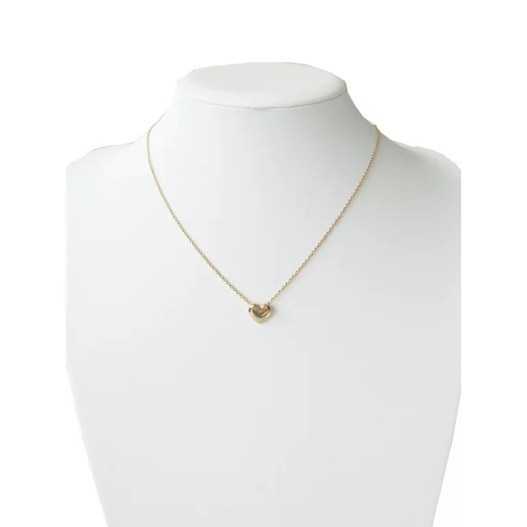 Time and Tru Women's Gold Tone Heart Pendant Necklace 18" with Extender - Walmart.com | Walmart (US)