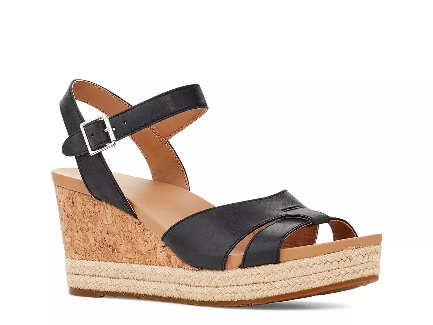 UGG Cloverdale Espadrille Wedge Sandal | Women's | Black | Size 11 | Sandals | Ankle Strap | DSW