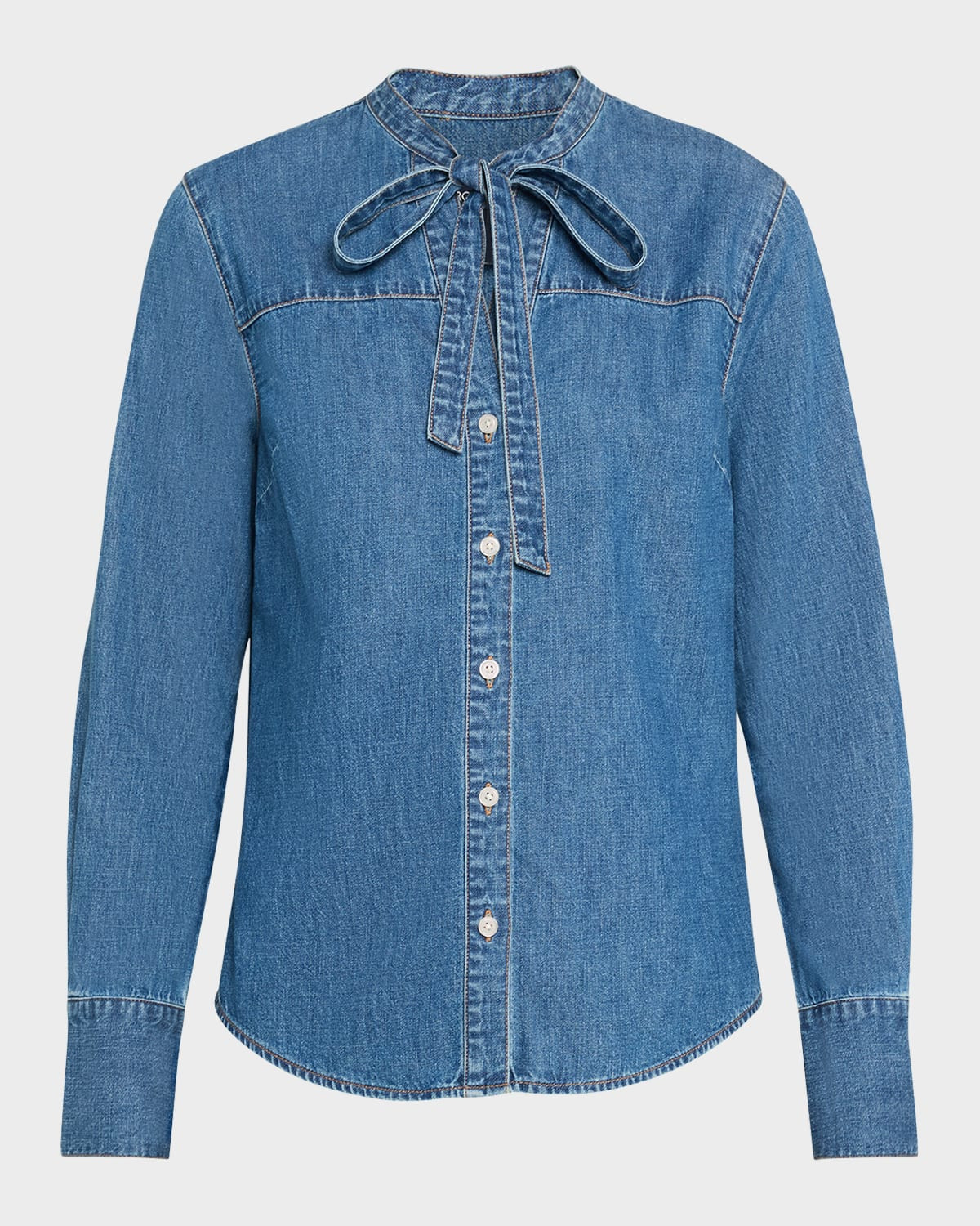 Gabby Denim Tie-Neck Shirt | Neiman Marcus