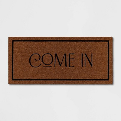 1'8"x4' 'Come In' Coir Doormat Natural - Threshold™: Outdoor Welcome Mat, Front Door, Medium Pile, Rectangle | Target