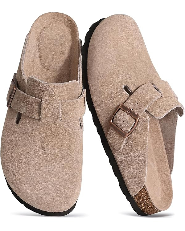 Asgard Women's Suede Clogs Leather Mules Arch Support Potato Shoes with Comfort Cork Footbed - Wi... | Amazon (US)