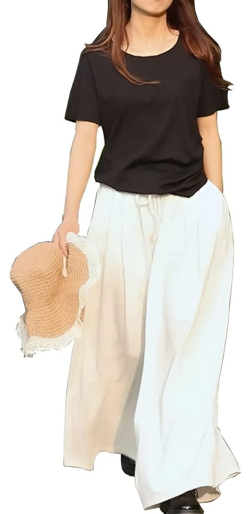 Extra Wide Leg Denim Pants for Women Long Jeans Elastic Waist with Pockets Plus Size Loose Casual | Amazon (US)