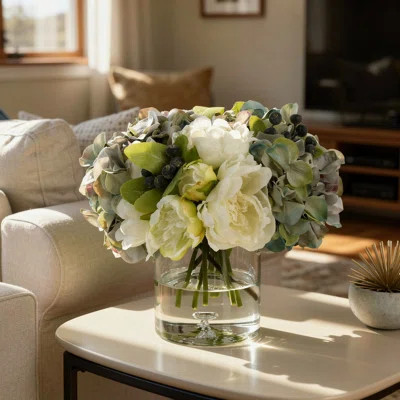 Ferrer Faux Floral Arrangement with Hydrangeas, Peonies and Berries | Wayfair North America