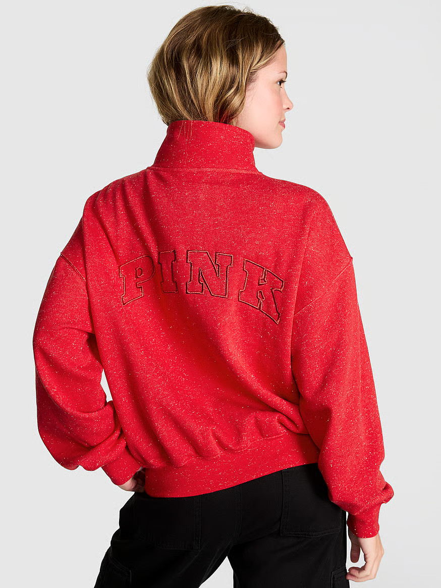 Buy Ivy Fleece Quarter-Zip Sweatshirt, Vs Snow Heather Angelina - Order Hoodies & Sweatshirts onl... | Victoria's Secret (US / CA )