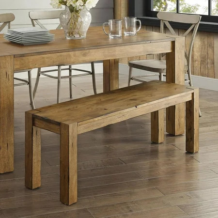 Better Homes & Gardens Bryant Solid Wood Dining Bench, Rustic Brown - Walmart.com | Walmart (US)